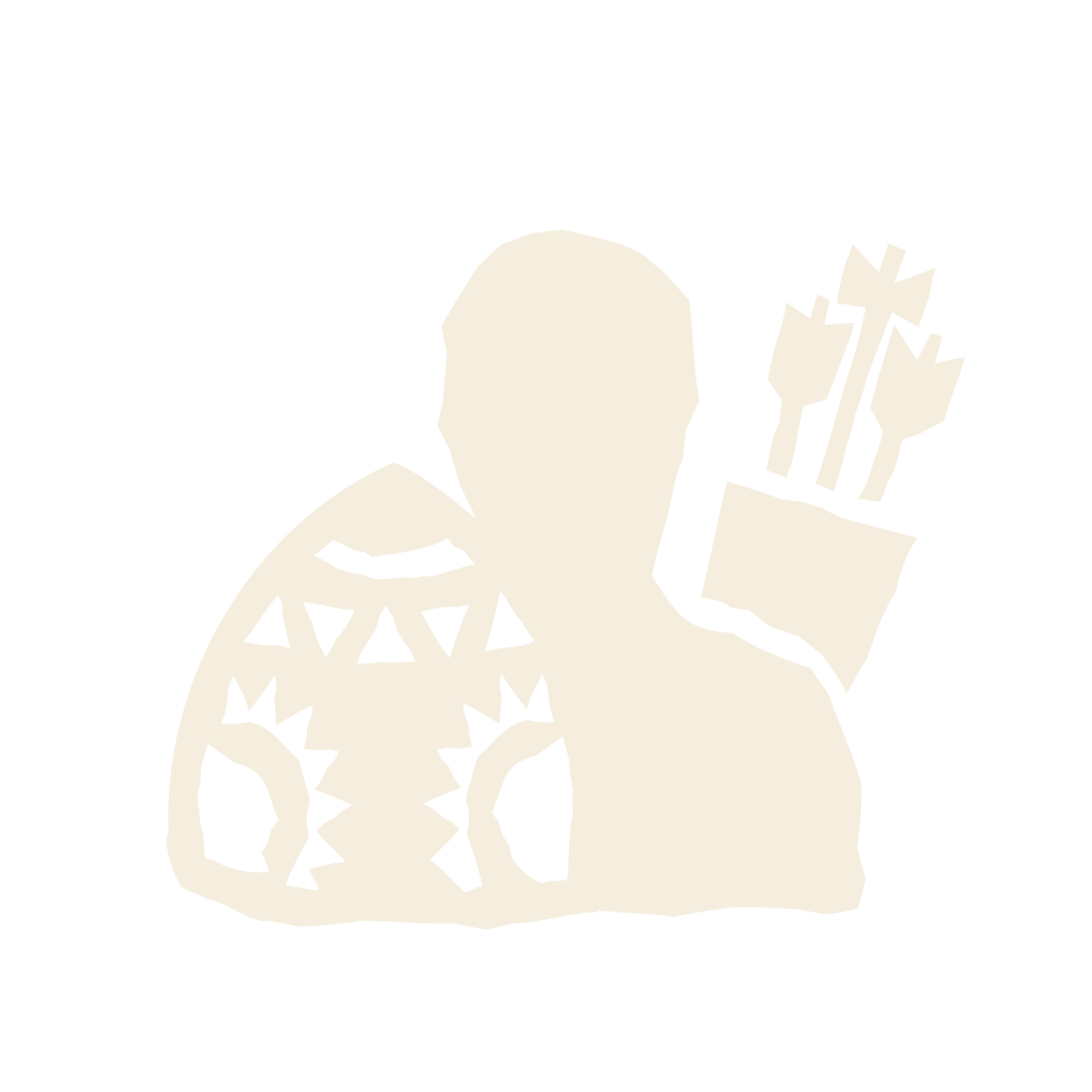 a silhouette with green shield and quiver of arrows